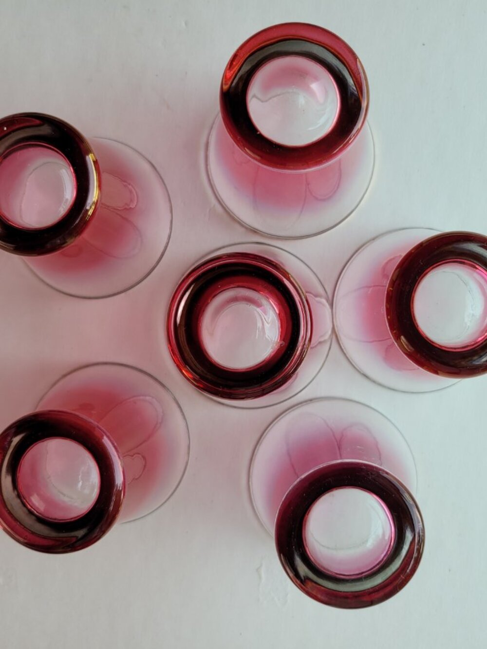 8 pc 1960s Blendo West Virginia Drinkware Set Pitcher Stirrer Glasses Cranberry - Picture 5 of 11